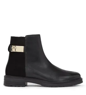 TOMMY HILFIGER LOGO BLACK LEATHER
