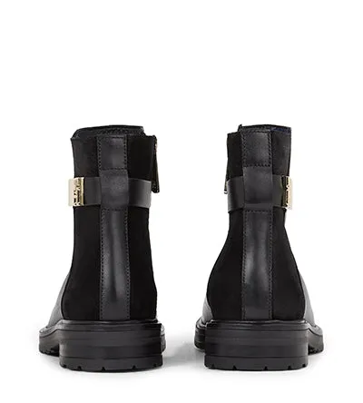 TOMMY HILFIGER LOGO BLACK LEATHER